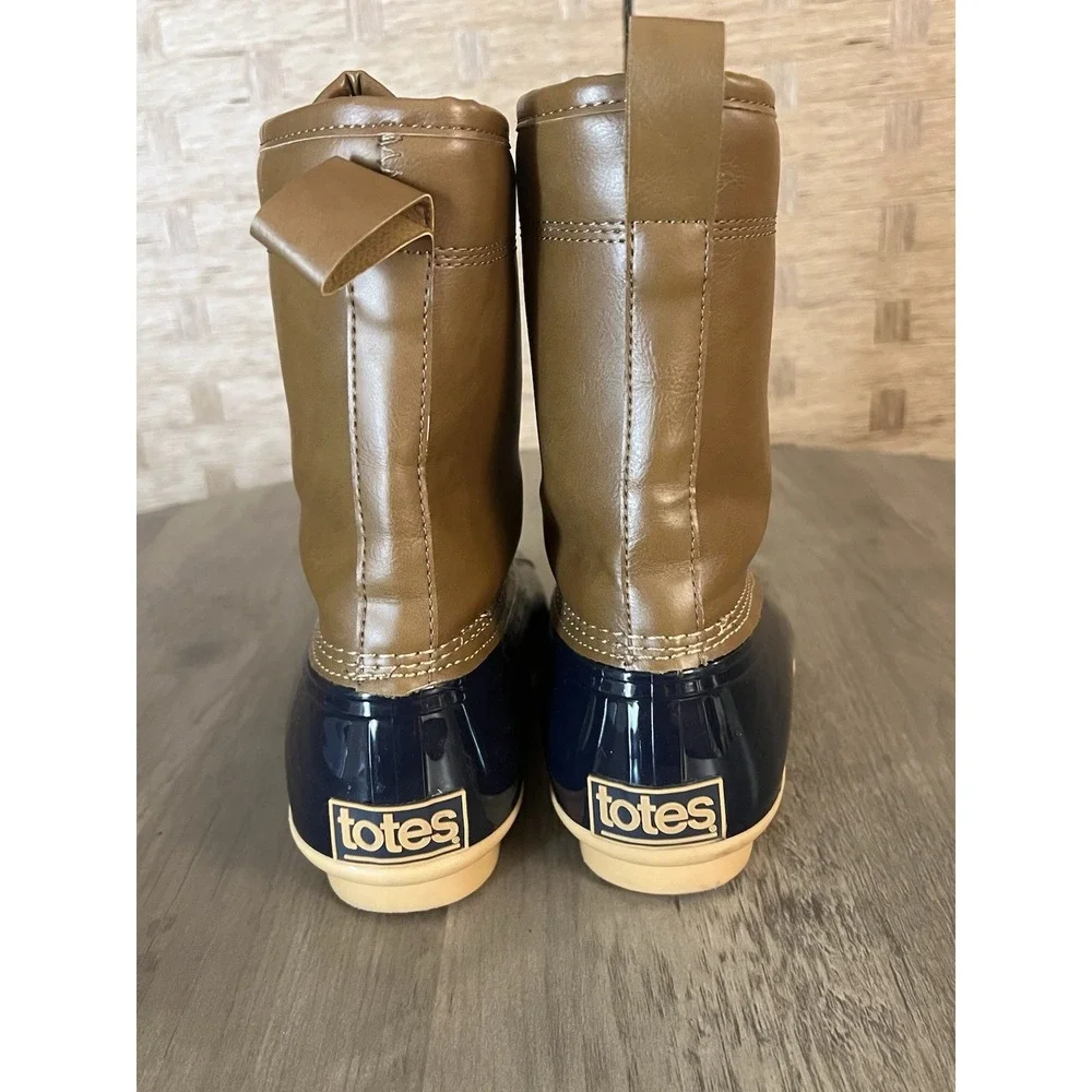 Totes Rain Boots Duck Boots Blue &‎ Brown Lace-up Women's 8 Med